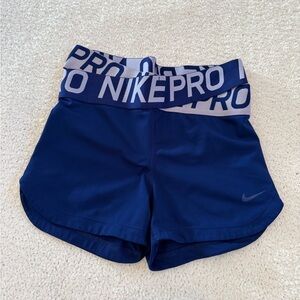 Nike Pro Women’s Running Shorts Small Navy 2-in-1 Athletic Gym Dri-FIT